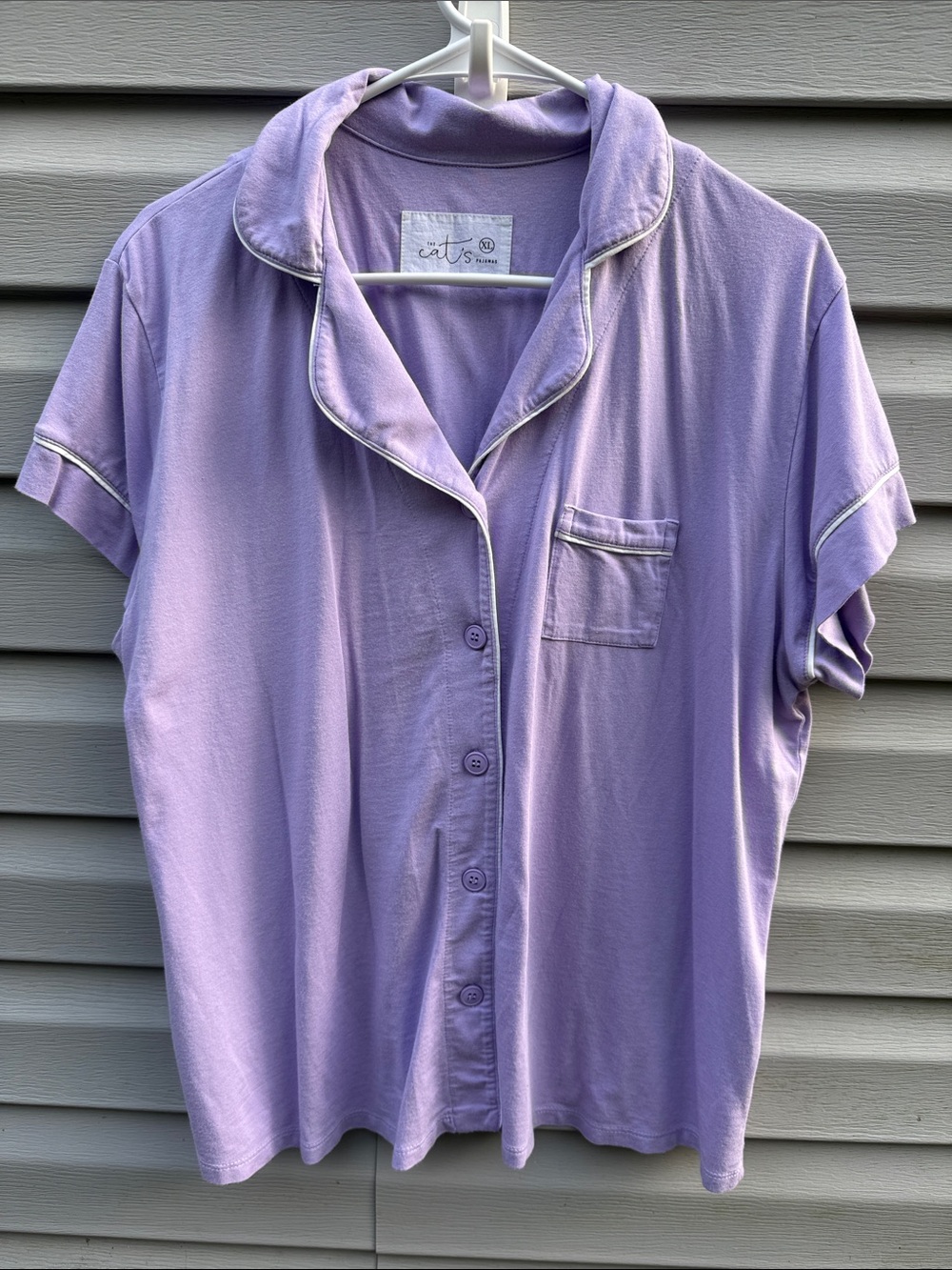 The cat’s pajamas | Purple White Button Down Collar Pajama Top size Extra Large